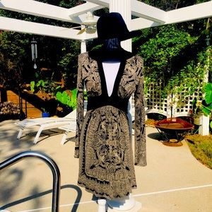 NWT Sky Brand. Size L. Black/white dress w/ suede